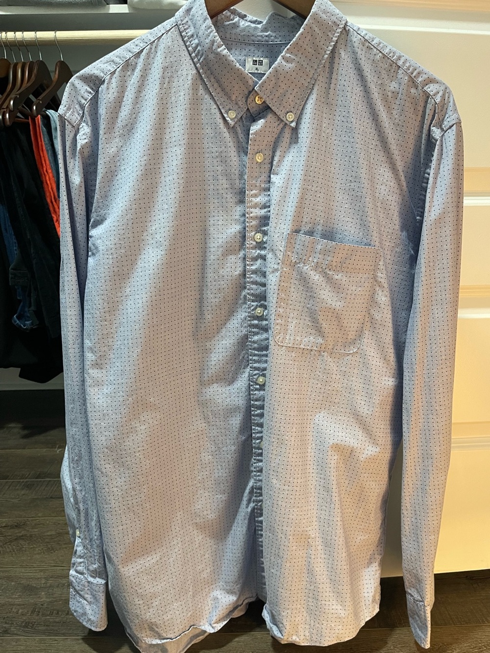 Uniqlo Light Blue Micro-Dot Button-Down Shirt